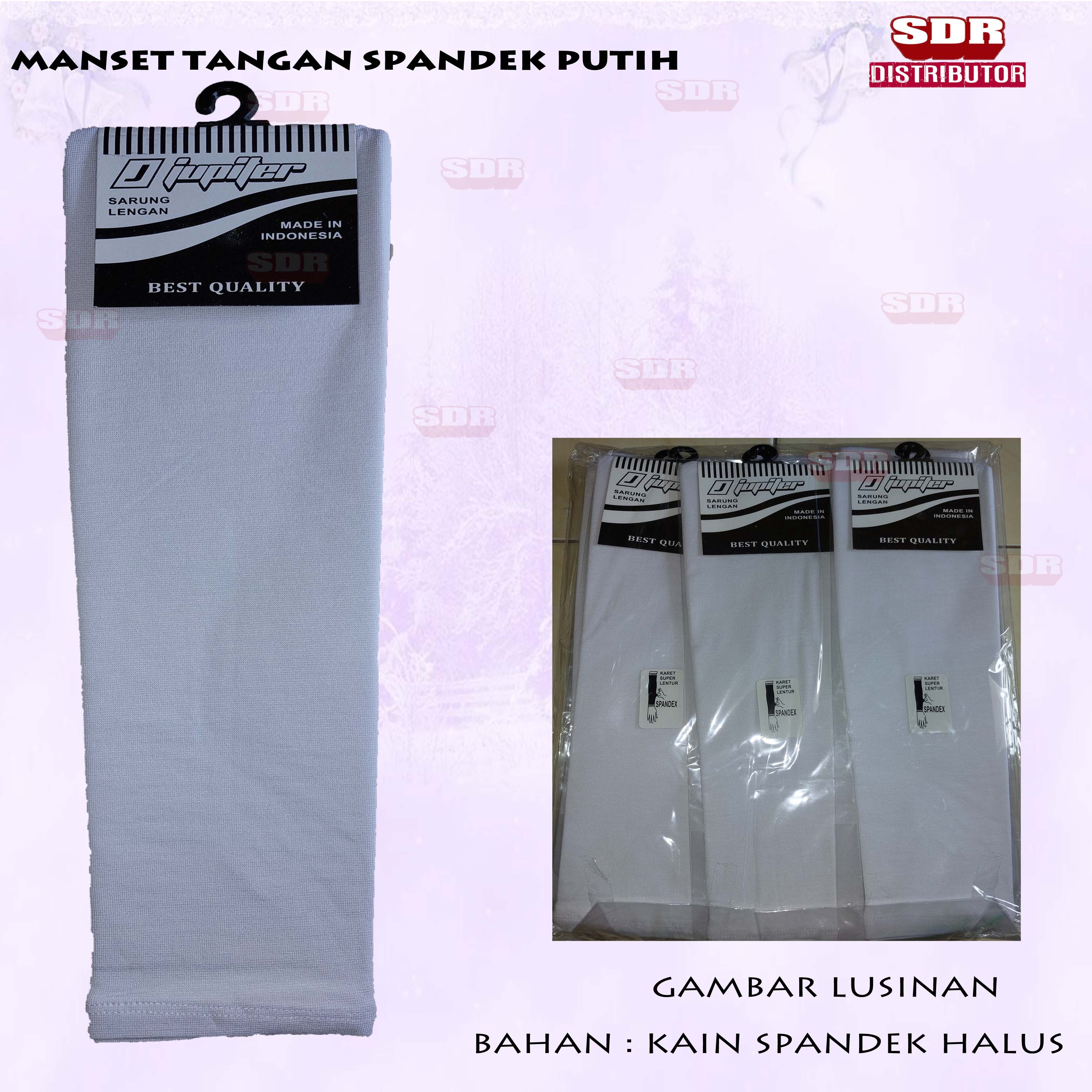 Manset Tangan Putih Bahan Spandek Halus Main Image